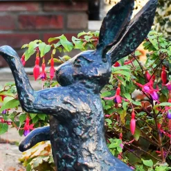 Statues & Sculptures Wildlife-Battling Hares 50cm Bronze Metal Garden Statues