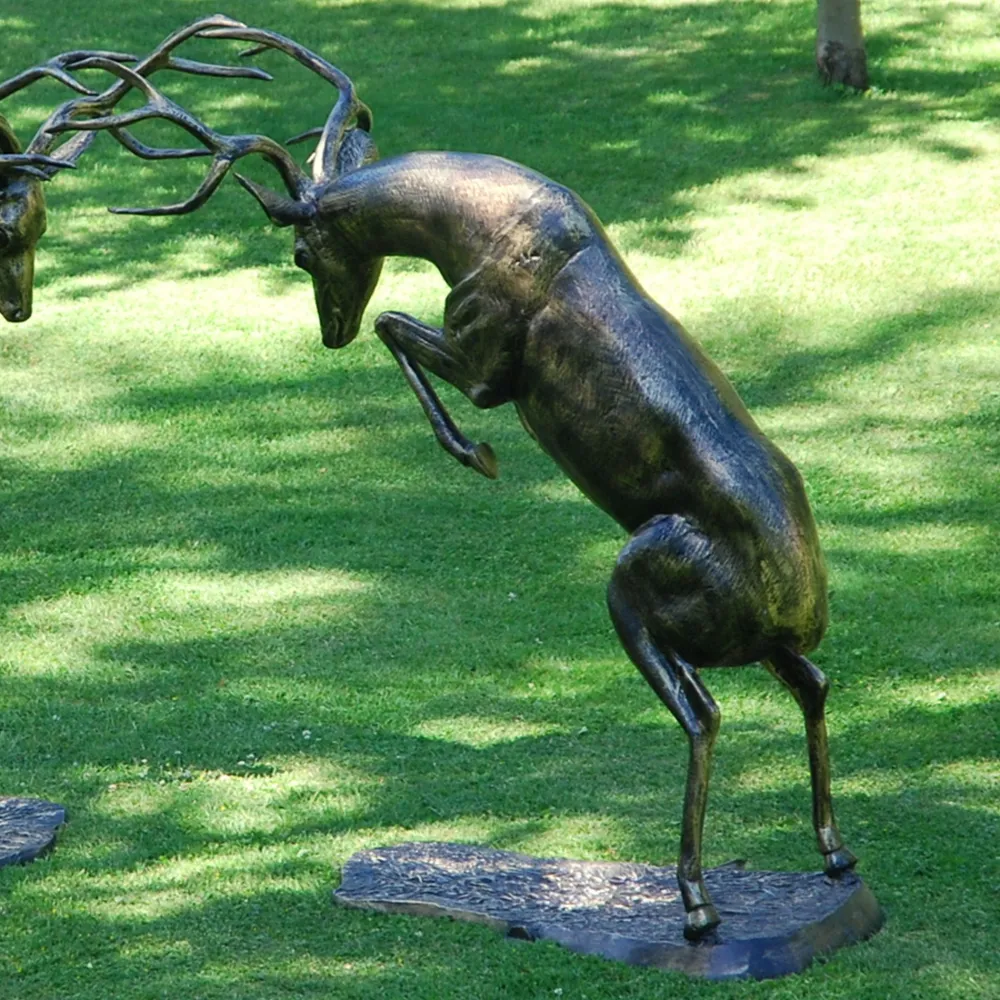 Statues & Sculptures Stags & Deers-Battling Stags Life-Size 140cm Bronze Metal Garden Statues