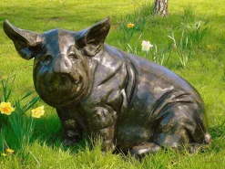 Statues & Sculptures Farm-Big Pig Bronze Metal Garden Statue