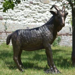 Statues & Sculptures Farm-Billy Goat Bronze Metal Garden Statue