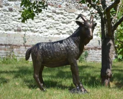 Statues & Sculptures Farm-Billy Goat Bronze Metal Garden Statue