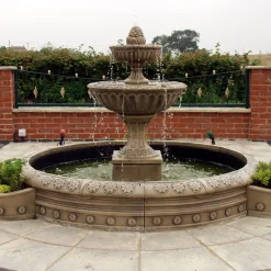 Statues & Sculptures Water Features-Blenheim Double Tier 2m Stone Water Fountain Feature