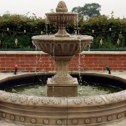 Statues & Sculptures Water Features-Blenheim Double Tier 2m Stone Water Fountain Feature