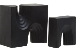 Statues & Sculptures Table Top|Abstract-Block Symphony 18cm Black Resin Indoor Sculptures