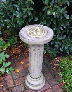Statues & Sculptures Garden Sundials-Brighton Brass Stone Garden Sundial