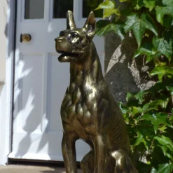 Statues & Sculptures Dogs-Bronson Great Dane Dog Bronze Metal Garden Statue