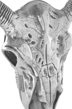 Statues & Sculptures Wall Art|Animals-Bull Skull 61cm Silver Metal Wall Sculpture