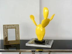 Statues & Sculptures Table Top|Contemporary-Cactus Bloom 41cm Yellow Resin Indoor Sculpture