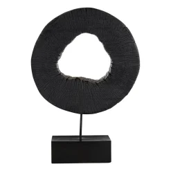 Statues & Sculptures Table Top|Abstract-Carbon Halo 53cm Black Wood Indoor Sculpture