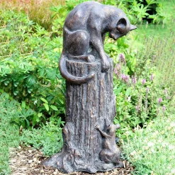 Statues & Sculptures Cats-Cat & Mouse Bronze Resin Garden Ornament