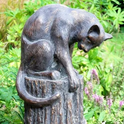 Statues & Sculptures Cats-Cat & Mouse Bronze Resin Garden Ornament