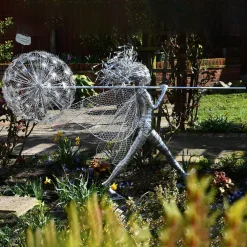 Statues & Sculptures Fairies-Celeste Fairy 90cm Metal Wire Garden Sculpture