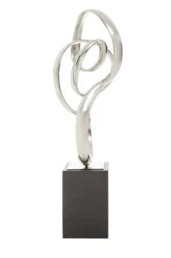 Statues & Sculptures Table Top|Abstract-Celestial Loop 46cm Silver Metal Indoor Sculpture