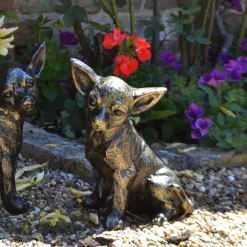 Statues & Sculptures Dogs-Chihuahua Dogs Bronze Metal Garden Ornaments