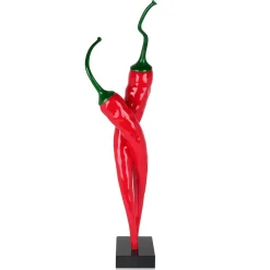 Statues & Sculptures Floor Standing|Contemporary-Chilli Fusion 88cm Red Resin Indoor Sculpture