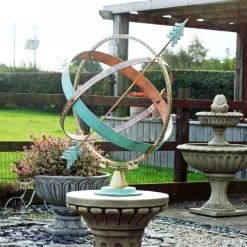 Statues & Sculptures Armillary Sundials-Clarence Stone Brass Armillary Garden Sundial