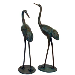 Statues & Sculptures Cranes-Classic Cranes Bronze Metal Garden Ornaments