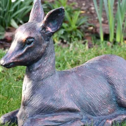 Statues & Sculptures Stags & Deers-Classic Fawn 30cm Bronze Metal Garden Statue