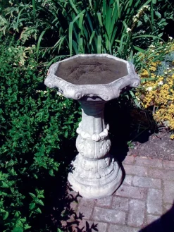 Statues & Sculptures Bird Baths-Classic Ornate Stone Garden Birdbath