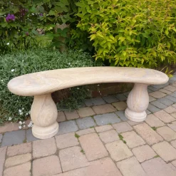 Statues & Sculptures Stone Benches-Classic Polished Rainbow Sandstone Garden Bench