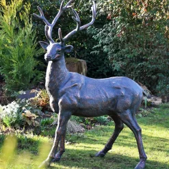 Statues & Sculptures Stags & Deers-Classic Stag 143cm Bronze Metal Garden Statue