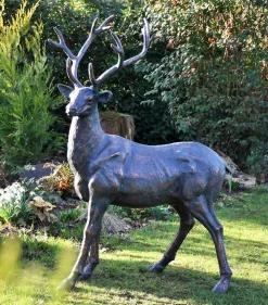 Statues & Sculptures Stags & Deers-Classic Stag 143cm Bronze Metal Garden Statue