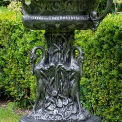 Statues & Sculptures Round-Classic Swan Urn Bronze Metal Garden Planter