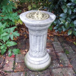 Statues & Sculptures Garden Sundials-Classical Brass Stone Garden Sundial