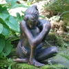 Statues & Sculptures Children-Contemplating Girl Bronze Resin Garden Ornament