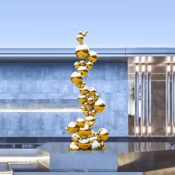 Statues & Sculptures Giant|Floor Standing-Cosmic Bubbles 226cm Gold Metal Garden Sculpture