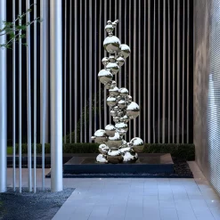 Statues & Sculptures Giant|Floor Standing-Cosmic Bubbles 226cm Silver Metal Garden Sculpture