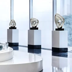 Statues & Sculptures Table Top|Abstract-Cosmic Glow 37cm Silver Metal Indoor Sculpture