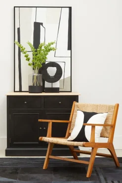 Statues & Sculptures Table Top|Abstract-Cosmic Loop 43cm Black Wood Indoor Sculpture