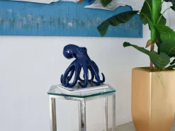 Statues & Sculptures Table Top|Animals-Cosmic Octopus 31cm Blue Resin Indoor Sculpture