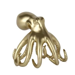 Statues & Sculptures Table Top|Animals-Cosmic Octopus 31cm Gold Resin Indoor Sculpture