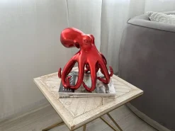 Statues & Sculptures Table Top|Animals-Cosmic Octopus 31cm Red Resin Indoor Sculpture