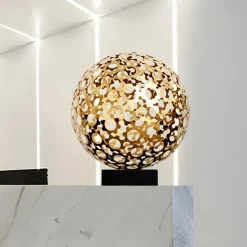 Statues & Sculptures Table Top|Abstract-Cosmic Sphere 48cm Gold Metal Indoor Sculpture