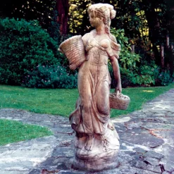 Statues & Sculptures Children-Country Girl 140cm Stone Garden Statue