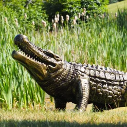 Statues & Sculptures Reptiles-Crocodile Life-Size Bronze Metal Garden Statue