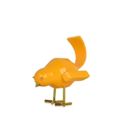 Statues & Sculptures Table Top|Animals-Cubic Bird 14cm Caio Yellow Resin Indoor Sculpture