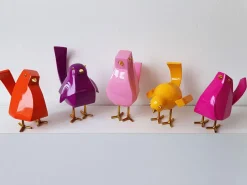 Statues & Sculptures Table Top|Animals-Cubic Bird 14cm Caio Yellow Resin Indoor Sculpture