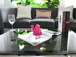 Statues & Sculptures Table Top|Animals-Cubic Bird 14cm Magenta Resin Indoor Sculpture