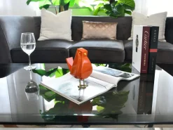 Statues & Sculptures Animals|Contemporary-Cubic Bird 18cm Orange Resin Indoor Sculpture