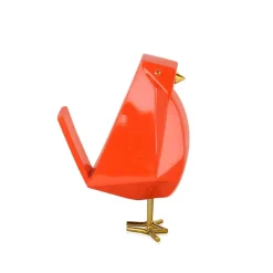Statues & Sculptures Animals|Contemporary-Cubic Bird 18cm Orange Resin Indoor Sculpture