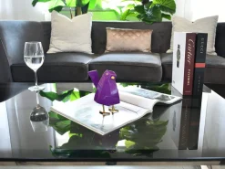 Statues & Sculptures Table Top|Animals-Cubic Bird 14cm Violet Resin Indoor Sculpture