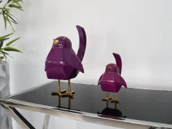 Statues & Sculptures Table Top|Animals-Cubic Bird 30cm Violet Resin Indoor Sculpture