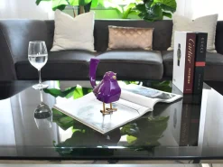 Statues & Sculptures Table Top|Animals-Cubic Bird 18cm Violet Resin Indoor Sculpture