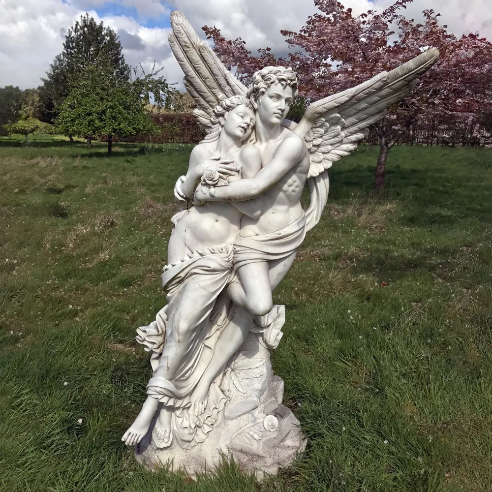 Statues & Sculptures Angel|Roman-Cupid & Psyche 197cm Marble Garden Statue