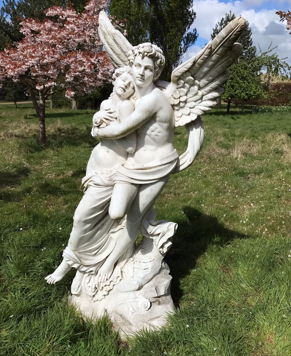 Statues & Sculptures Angel|Roman-Cupid & Psyche 197cm Marble Garden Statue
