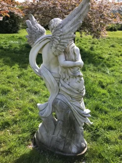 Statues & Sculptures Angel|Roman-Cupid & Psyche 197cm Marble Garden Statue